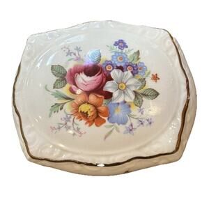 Vtg England James Kent Old Foley Staffordshire Lidded Vanity Trinket Floral Box